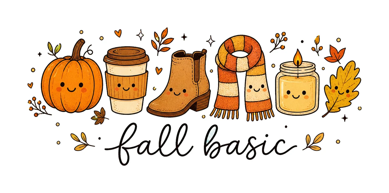 Fall Basic Cute Fall Doodle Shirt Autumn Girly Variation A