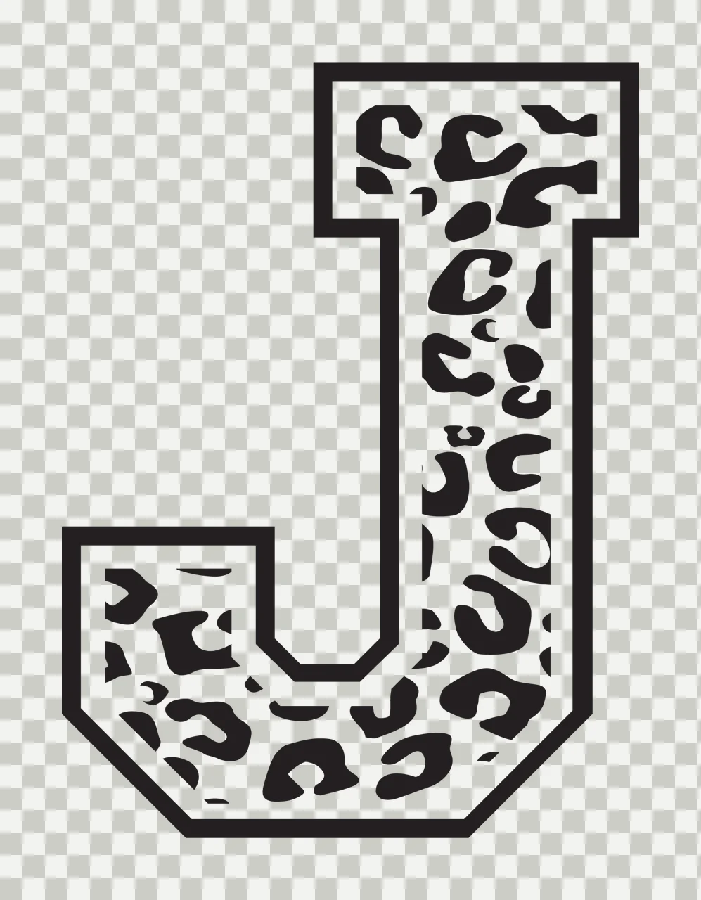 Black Varsity Half Font Leopard Character 34 print animal cheetah transparency and detail preview thumbnail