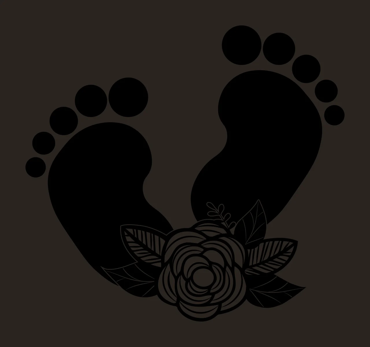 Baby Feet Flower Footprints With Floral Accent Illustration leaves contrast preview thumbnail
