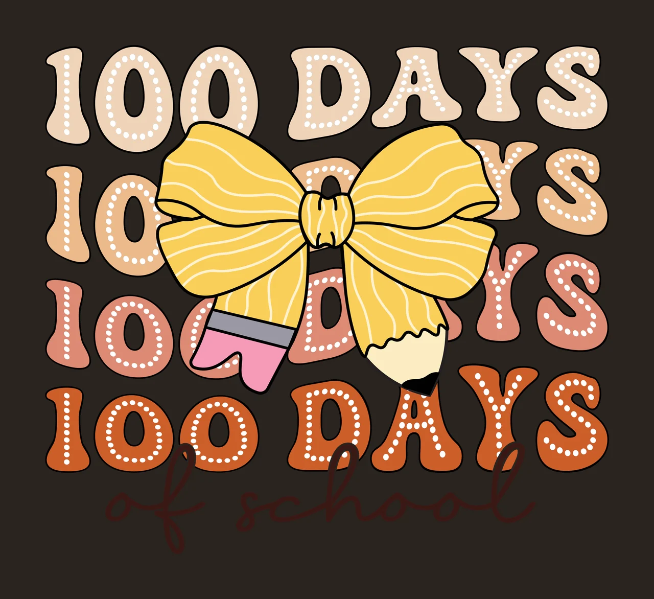 100 Days 100 Days 100 Days 100 Days of school bow silhouette contrast preview thumbnail