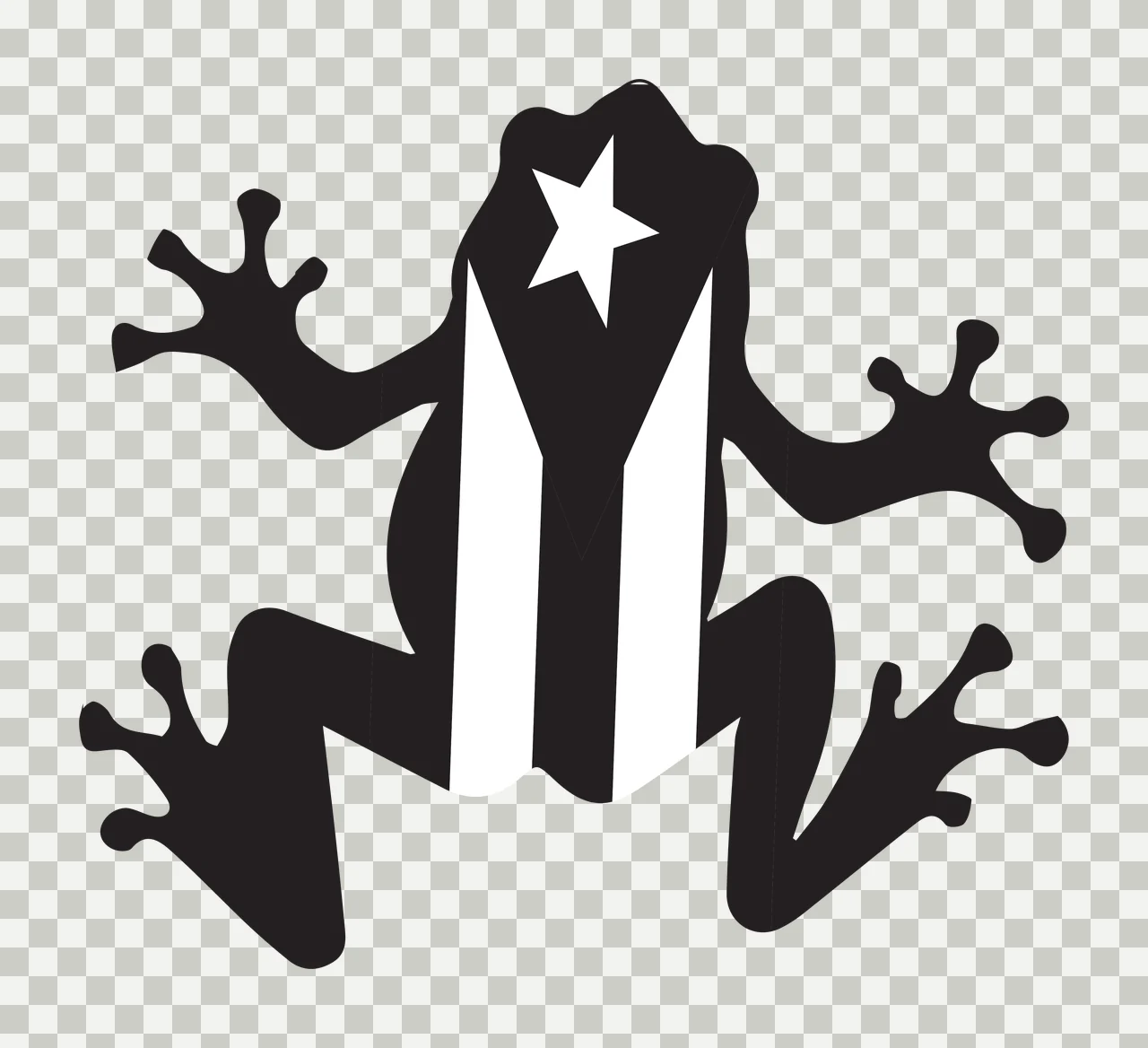 Frog Silhouette With Star And Stripes leaping black white amphibian transparency and detail preview thumbnail