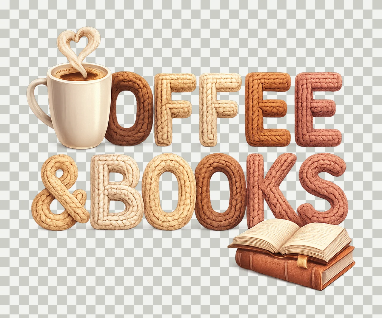 Latch Hook Yarn Coffee Books Crochet Coffee Lover transparency and detail preview thumbnail
