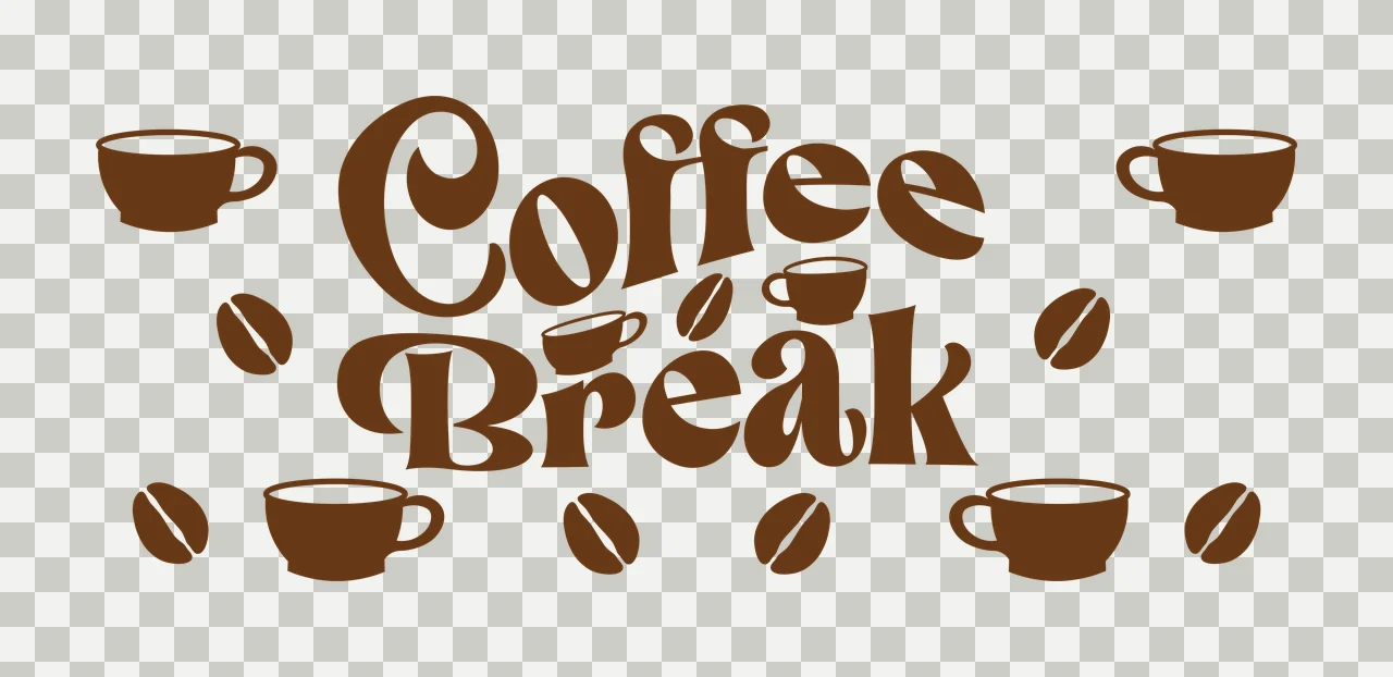 Can Glass Wrap Coffee Break Text With Cups and cup bean Typography transparency and detail preview thumbnail