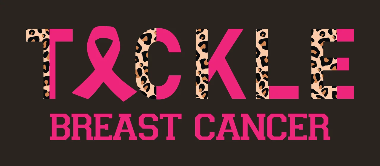 Tackle Breast Cancer Black Text With Leopard Print ribbon white contrast preview thumbnail