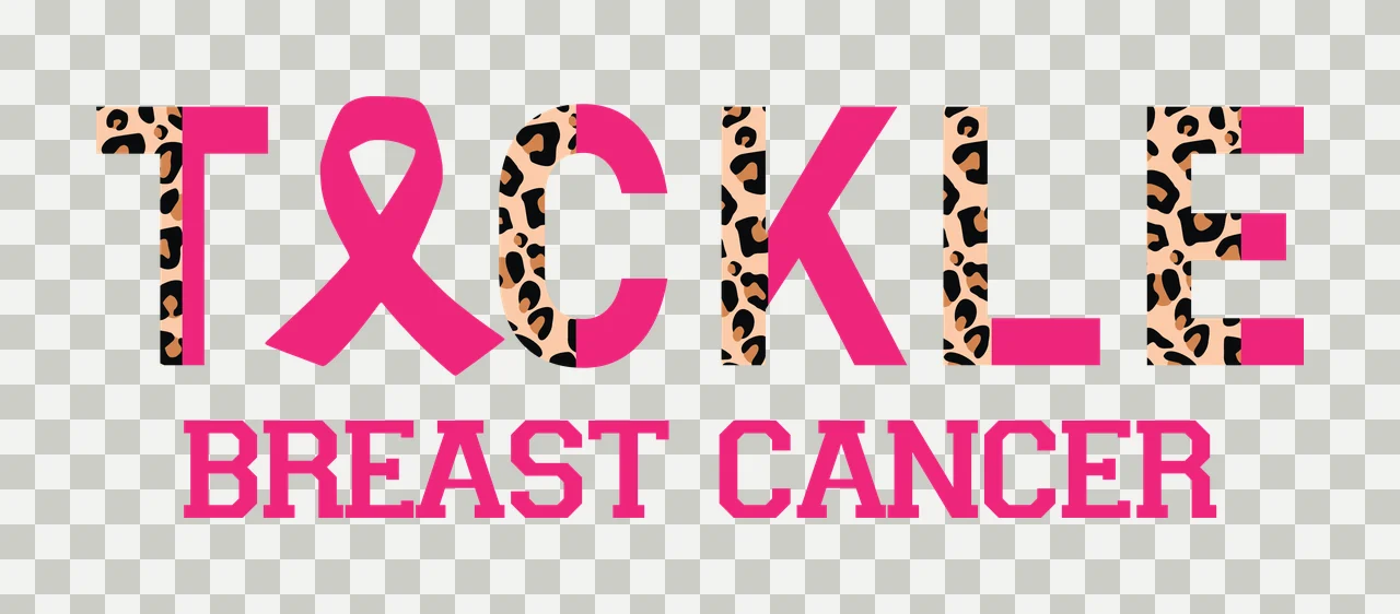 Tackle Breast Cancer Black Text With Leopard Print ribbon white transparency and detail preview thumbnail