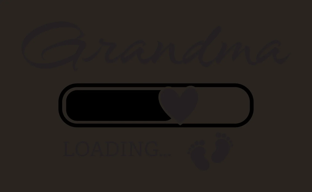 Grandma Loading Progress Bar Illustration heart baby feet black contrast preview thumbnail