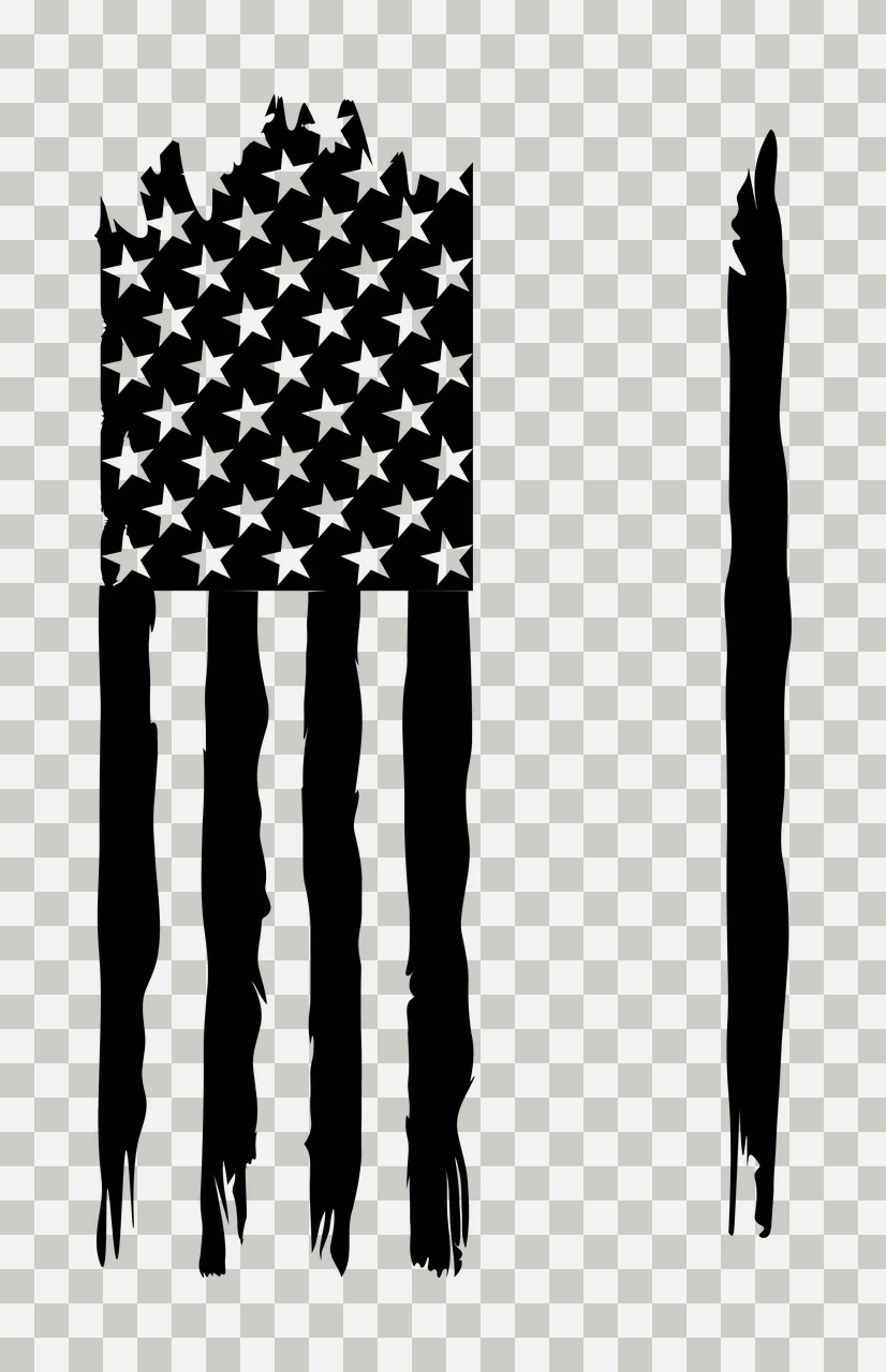 Flag Distressed American Black Silhouette stars stripes white transparency and detail preview thumbnail