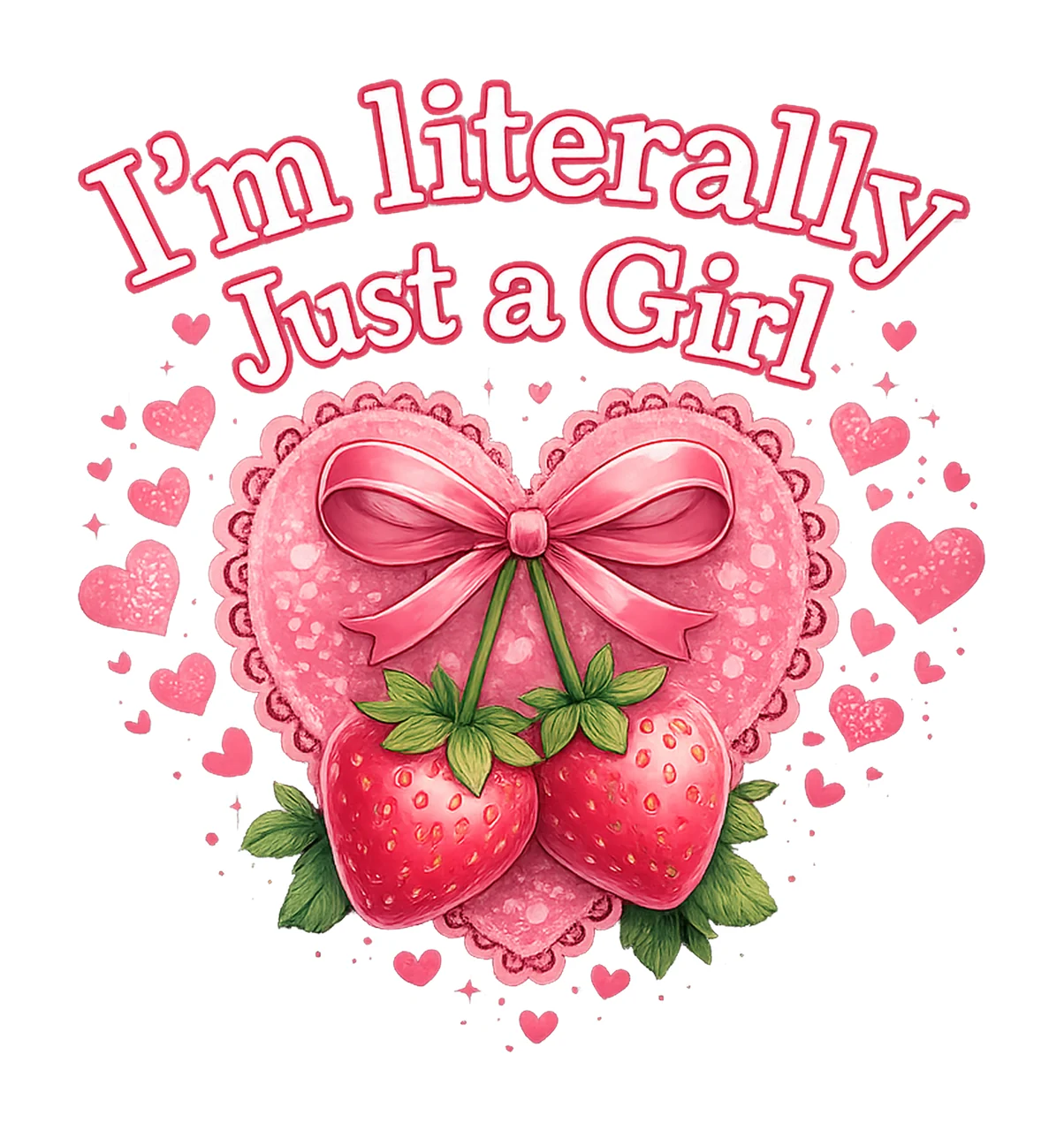 Im Literally Just Girl Pink Coquette Bow Cherry Women Cute