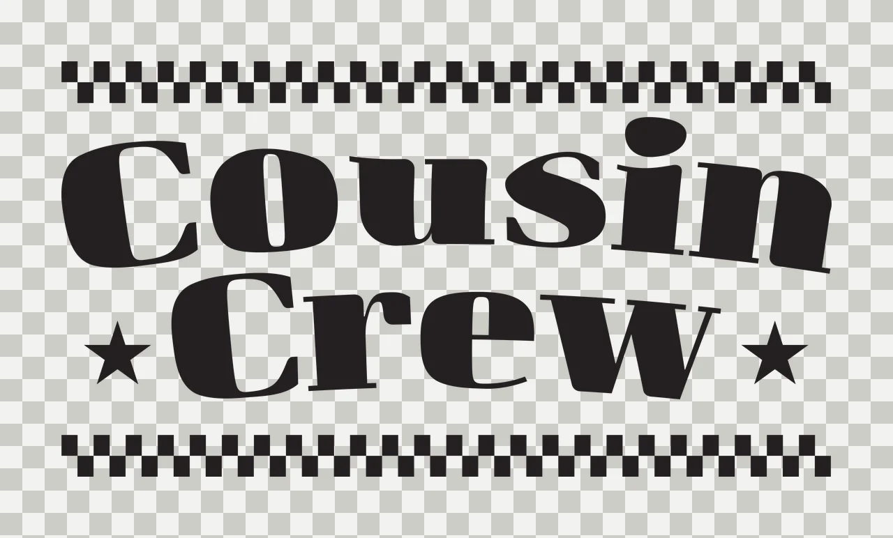 Cousin Crew Text Checkerboard Borders pattern stars silhouette transparency and detail preview thumbnail
