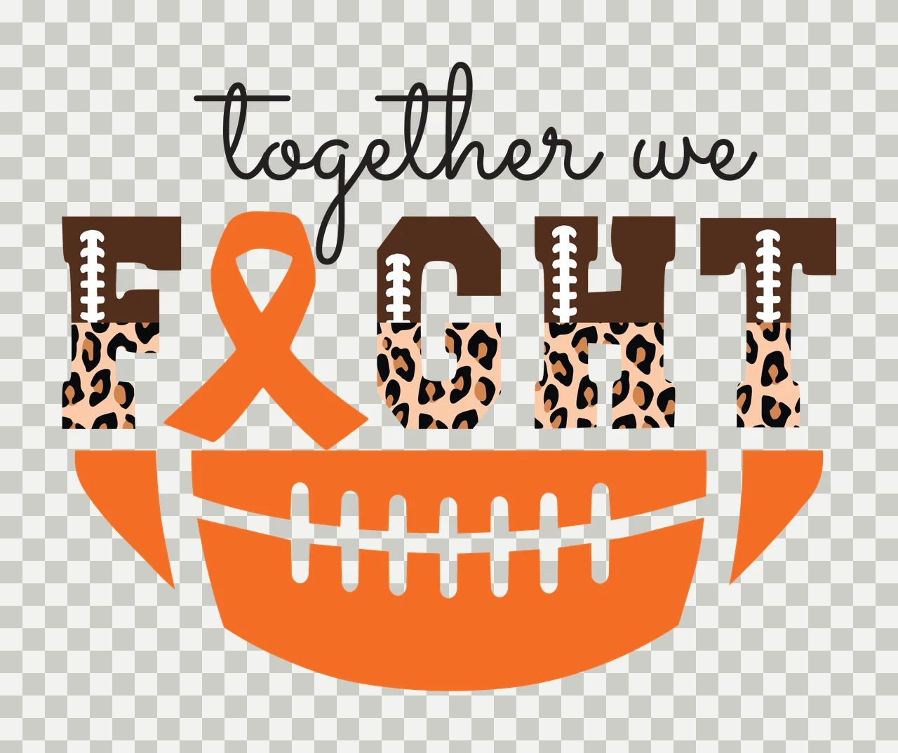 Awareness Together We Fight Football Ribbon Graphic supporting transparency and detail preview thumbnail