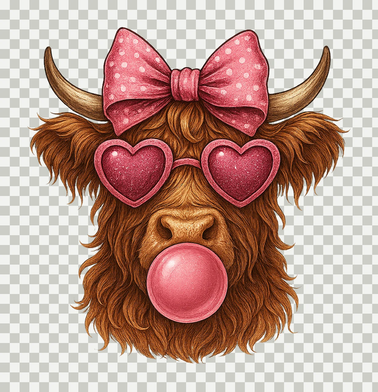 Valentines Highland Cow Coquette Valentine Design Love transparency and detail preview thumbnail