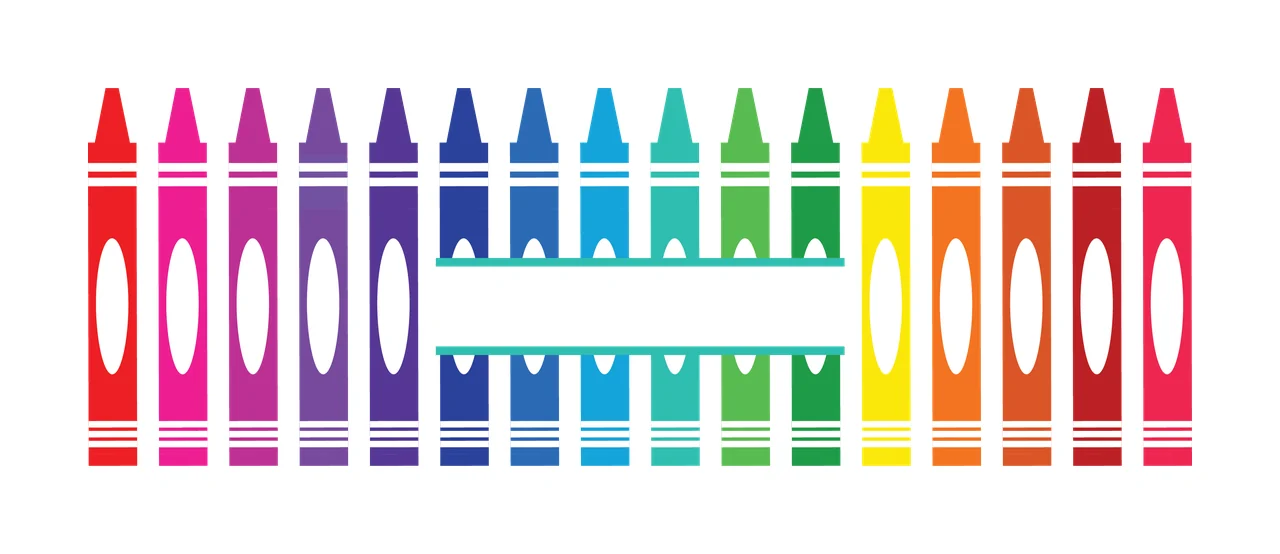 Can Glass Wrap Crayon Row Border Graphic Design crayons aligned