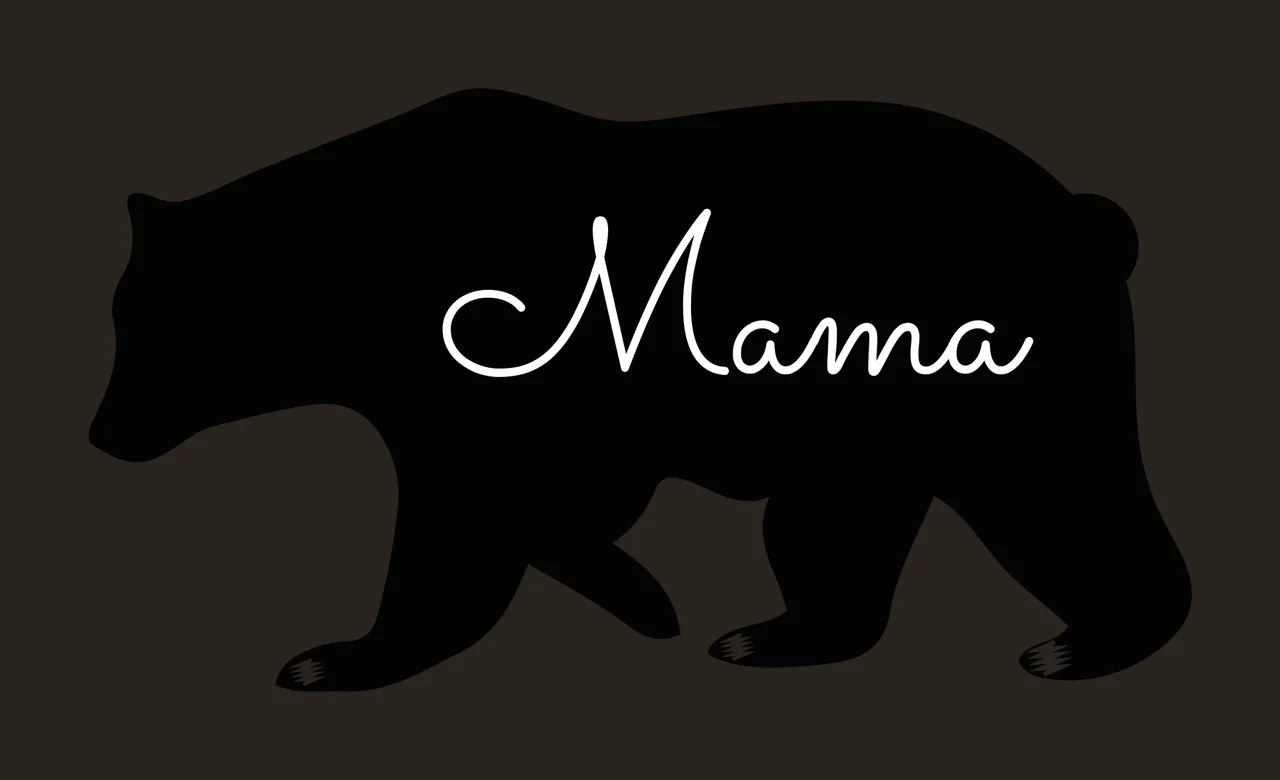 Mama bear silhouette Design with cursive lettering and mama text in black and white contrast preview thumbnail