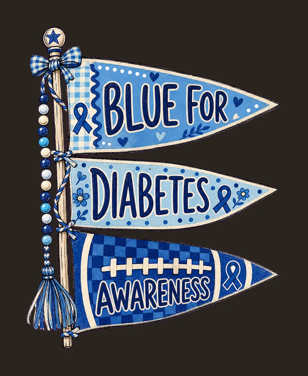 Diabetes Awareness Blue Pennant Flags bundle 04 contrast preview thumbnail