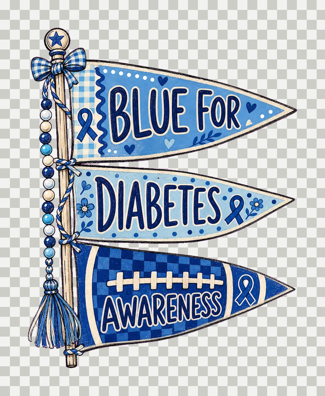 Diabetes Awareness Blue Pennant Flags bundle 04 transparency and detail preview thumbnail