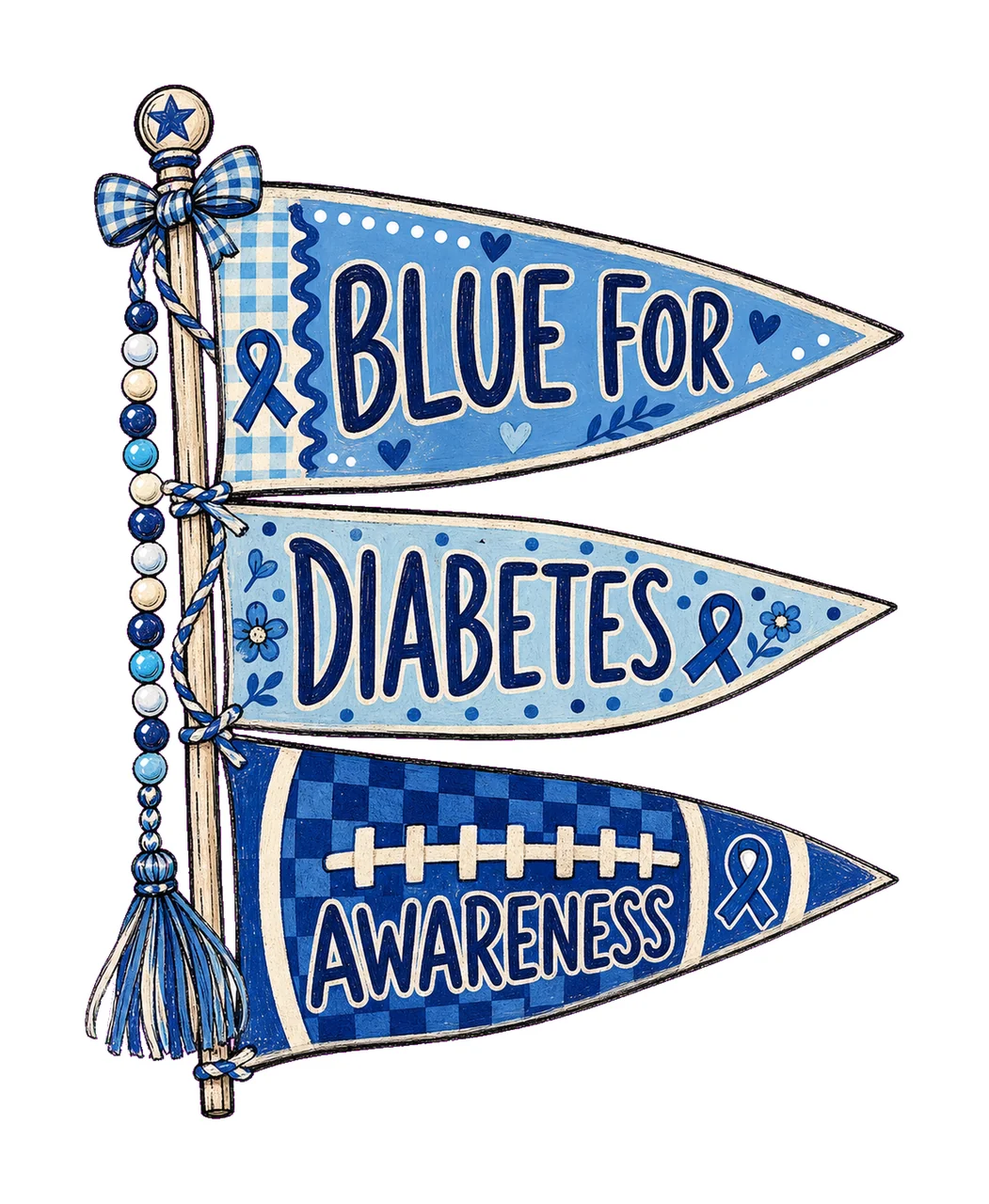 Diabetes Awareness Blue Pennant Flags bundle 04