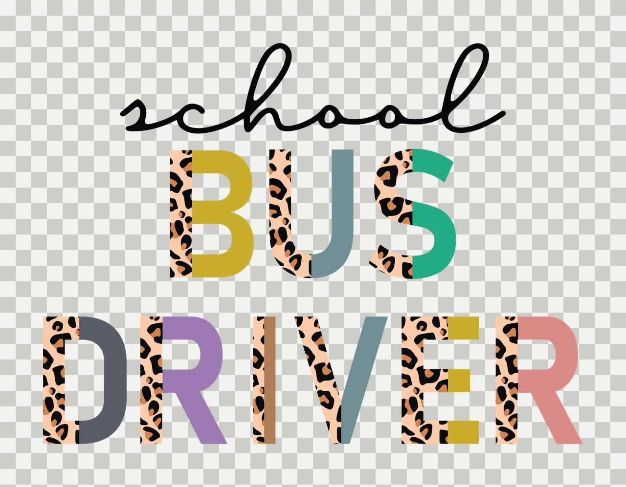 School Bus Driver Sans Serif Text typographic black white typography transparency and detail preview thumbnail