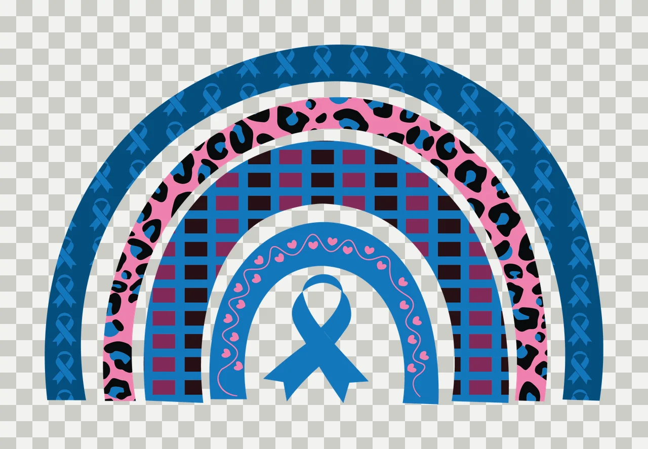 White Awareness Ribbon Rainbow Pattern Design arc and silhouette transparency and detail preview thumbnail