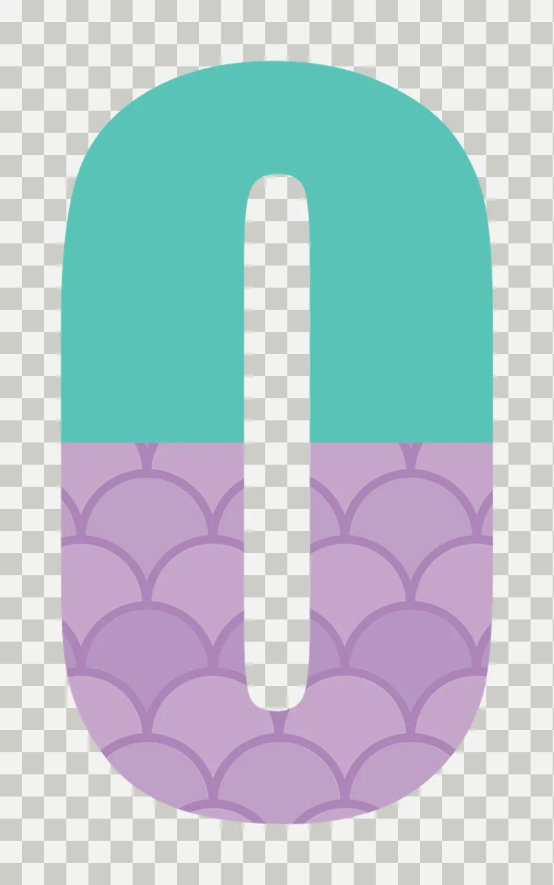 0 zero Number Design with teal upper block, purple scalloped scale pattern and white central slot in lavender purple transparency and detail preview thumbnail