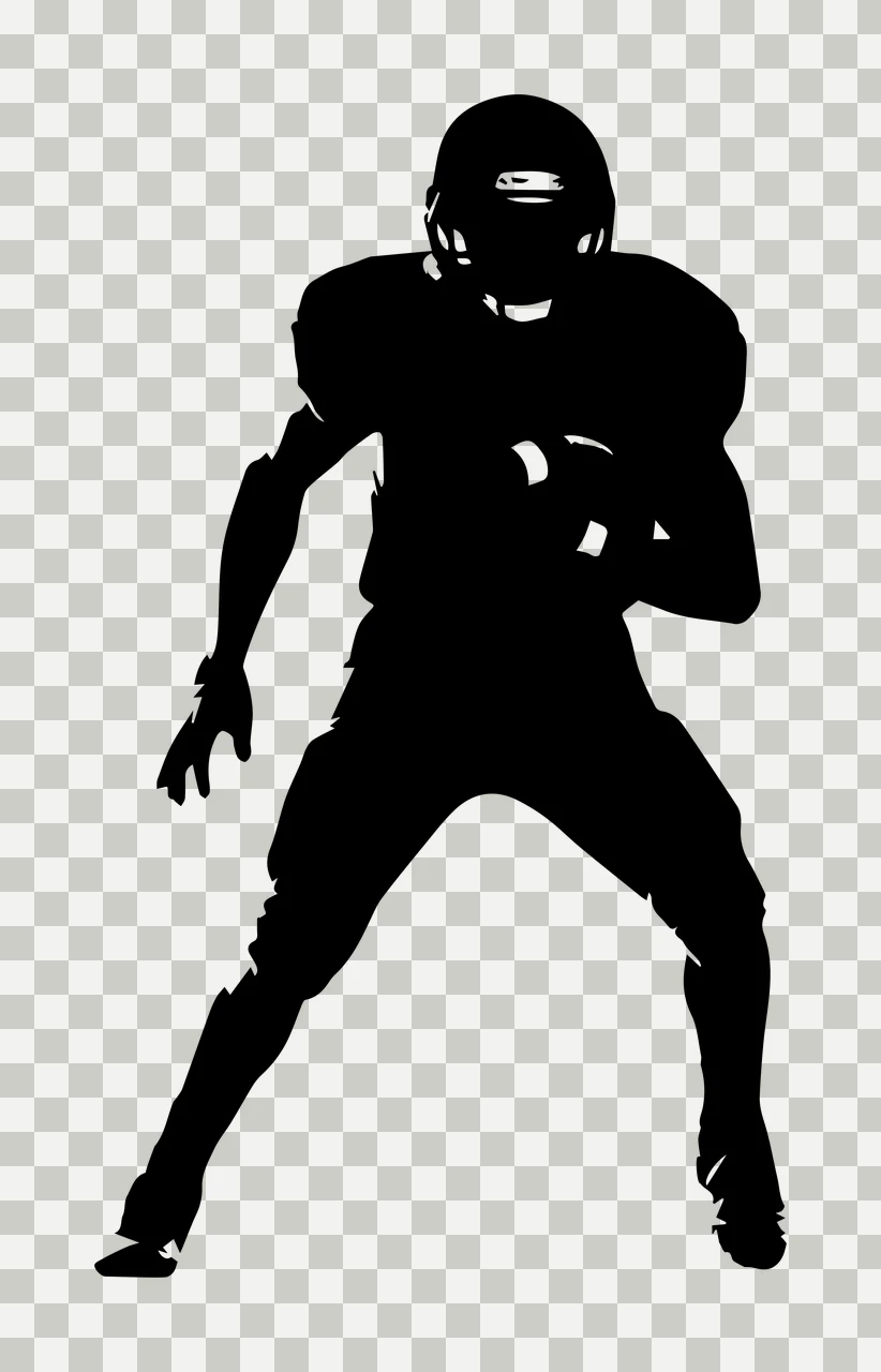 Black Silhouette Of A Person Wearing Helmet standing shoulder pads transparency and detail preview thumbnail
