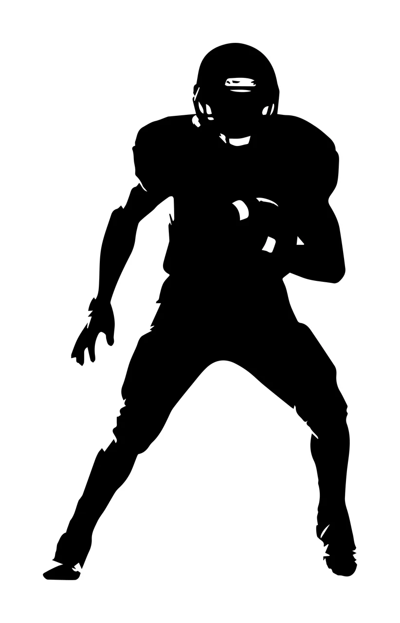 Black Silhouette Of A Person Wearing Helmet standing shoulder pads
