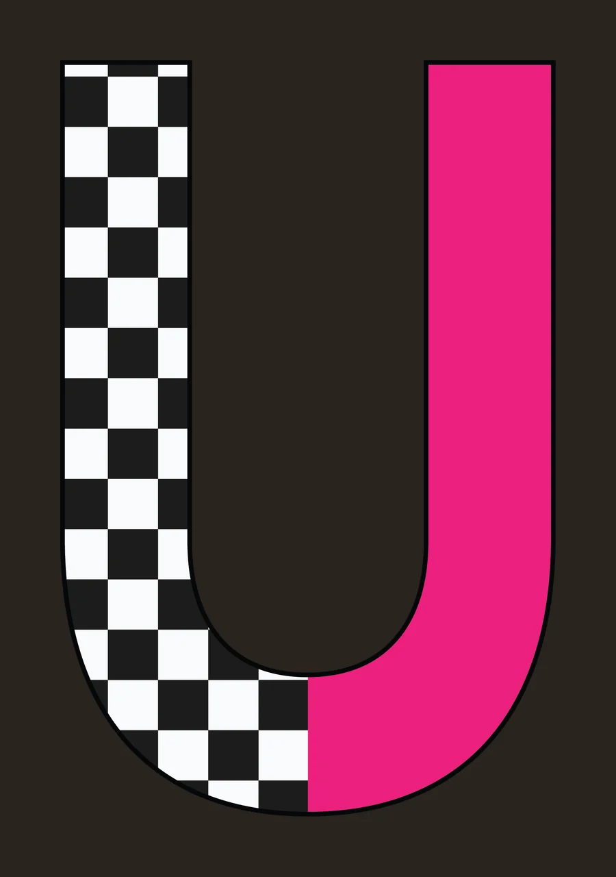 Can Glass Wrap U Letter Checkered And Pink contrast preview thumbnail