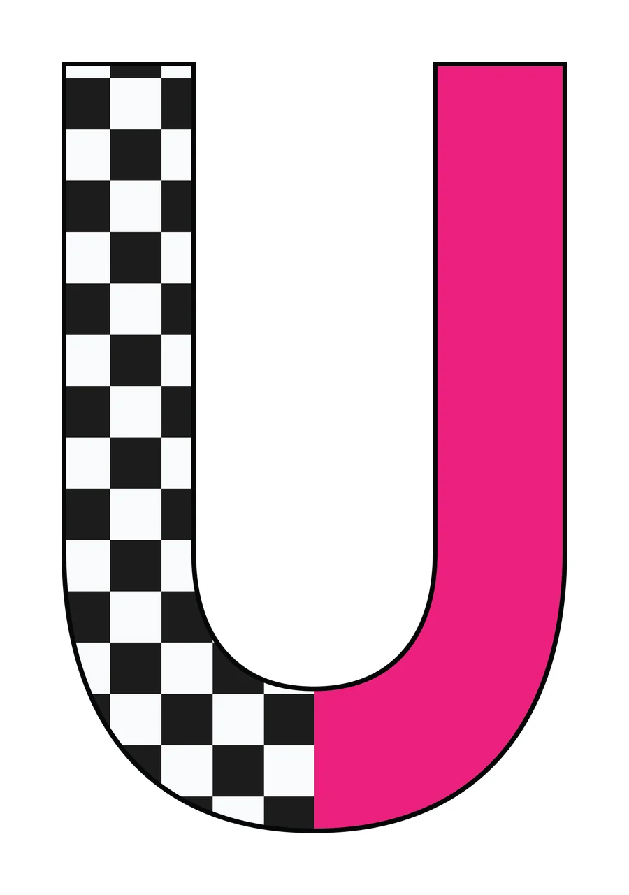 Can Glass Wrap U Letter Checkered And Pink