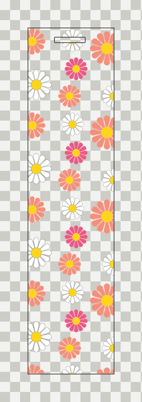 Black Daisy Flower Repeating Vertical Pattern petal stem silhouette transparency and detail preview thumbnail