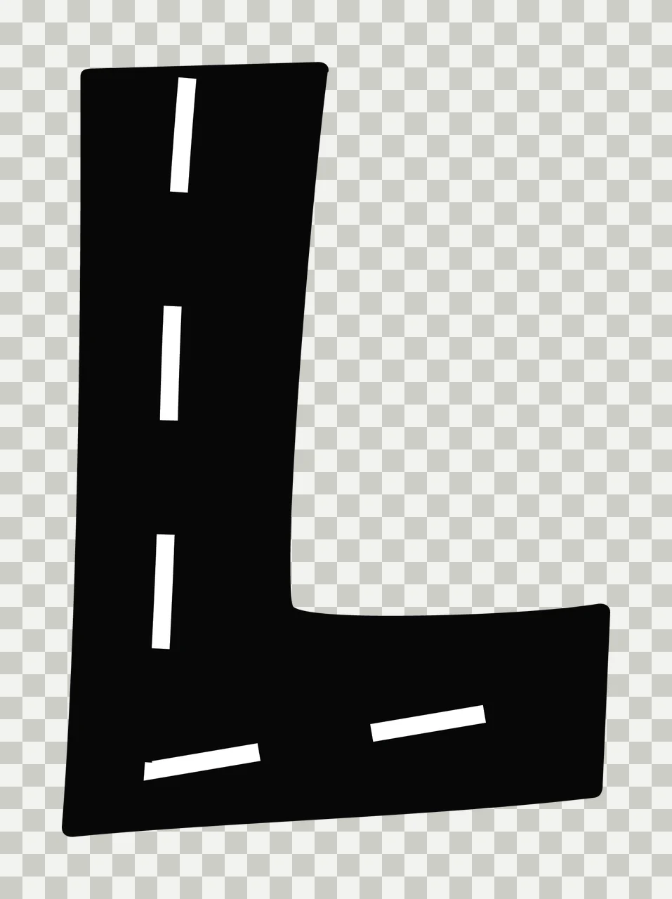 Can Glass Wrap Road Textured Letter L Shape transparency and detail preview thumbnail