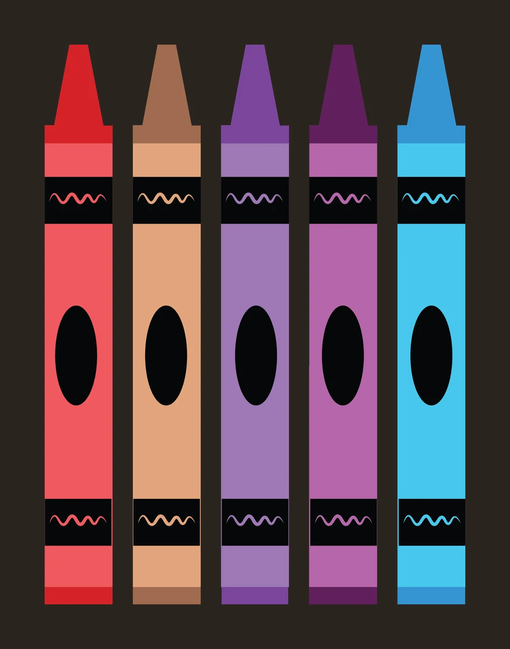 Crayons Standing With Waves And Ovals In Red contrast preview thumbnail
