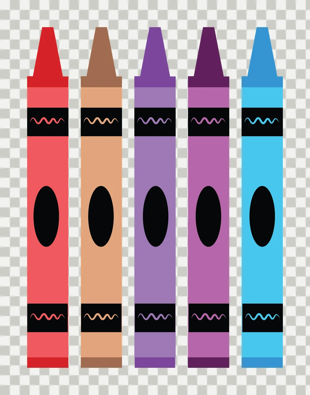 Crayons Standing With Waves And Ovals In Red transparency and detail preview thumbnail