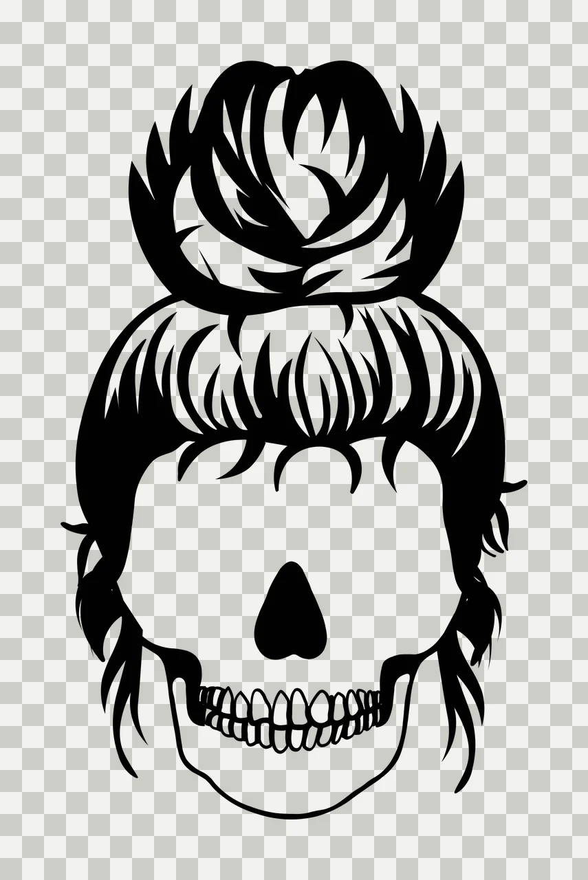 Keychain Skull With Sunglasses Messy Bun Hairstyle hair illustrated transparency and detail preview thumbnail