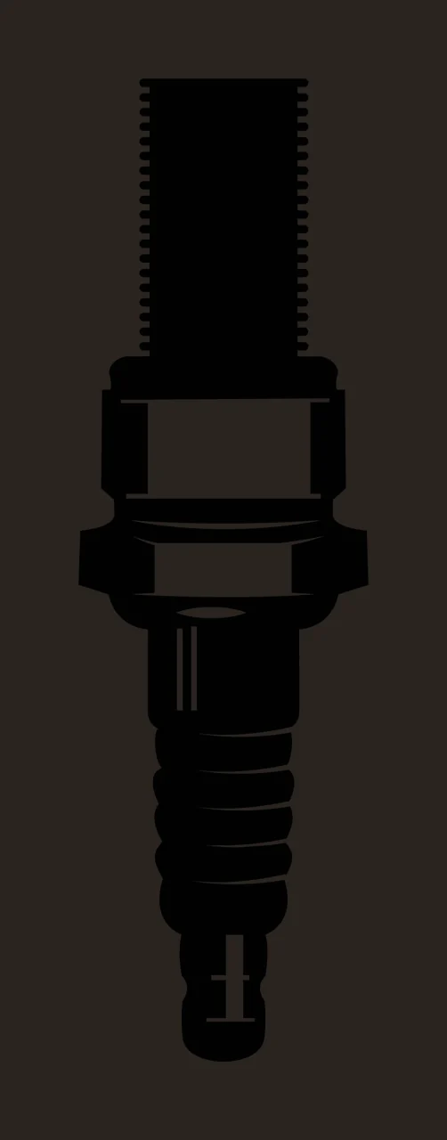 Black And White Silhouette Of A Single Metallic spark plug contrast preview thumbnail