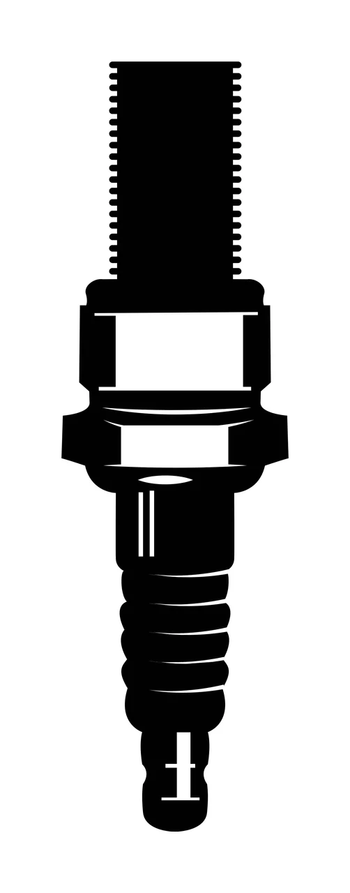 Black And White Silhouette Of A Single Metallic spark plug