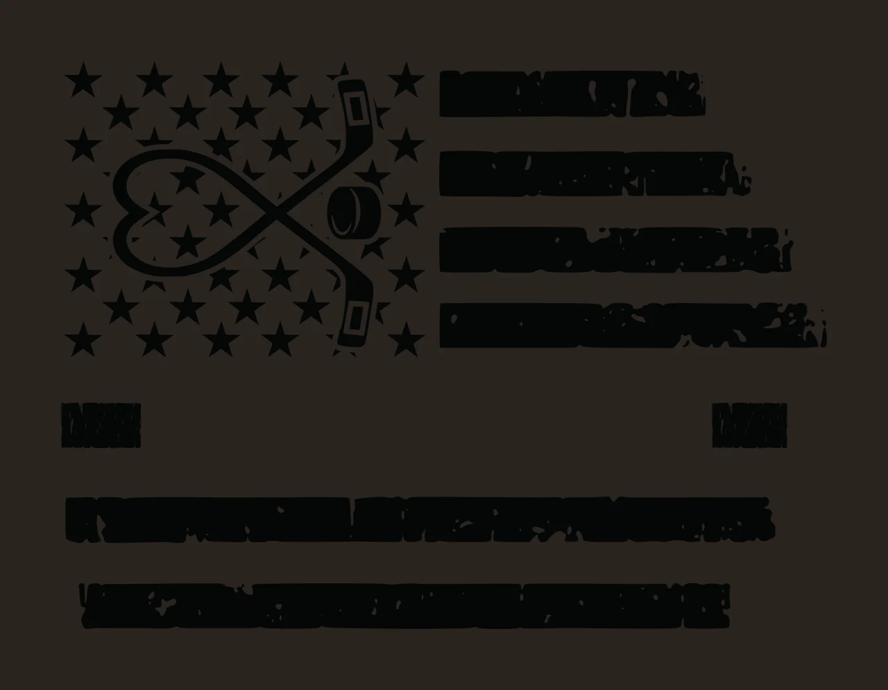Hockey Flag Distressed Graphic With Sticks And Puck stars black contrast preview thumbnail