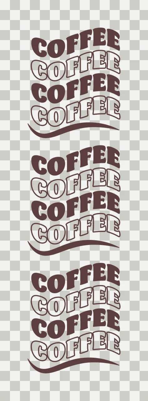 Coffee Wavy Text Repeat Pattern wave black white typography transparency and detail preview thumbnail