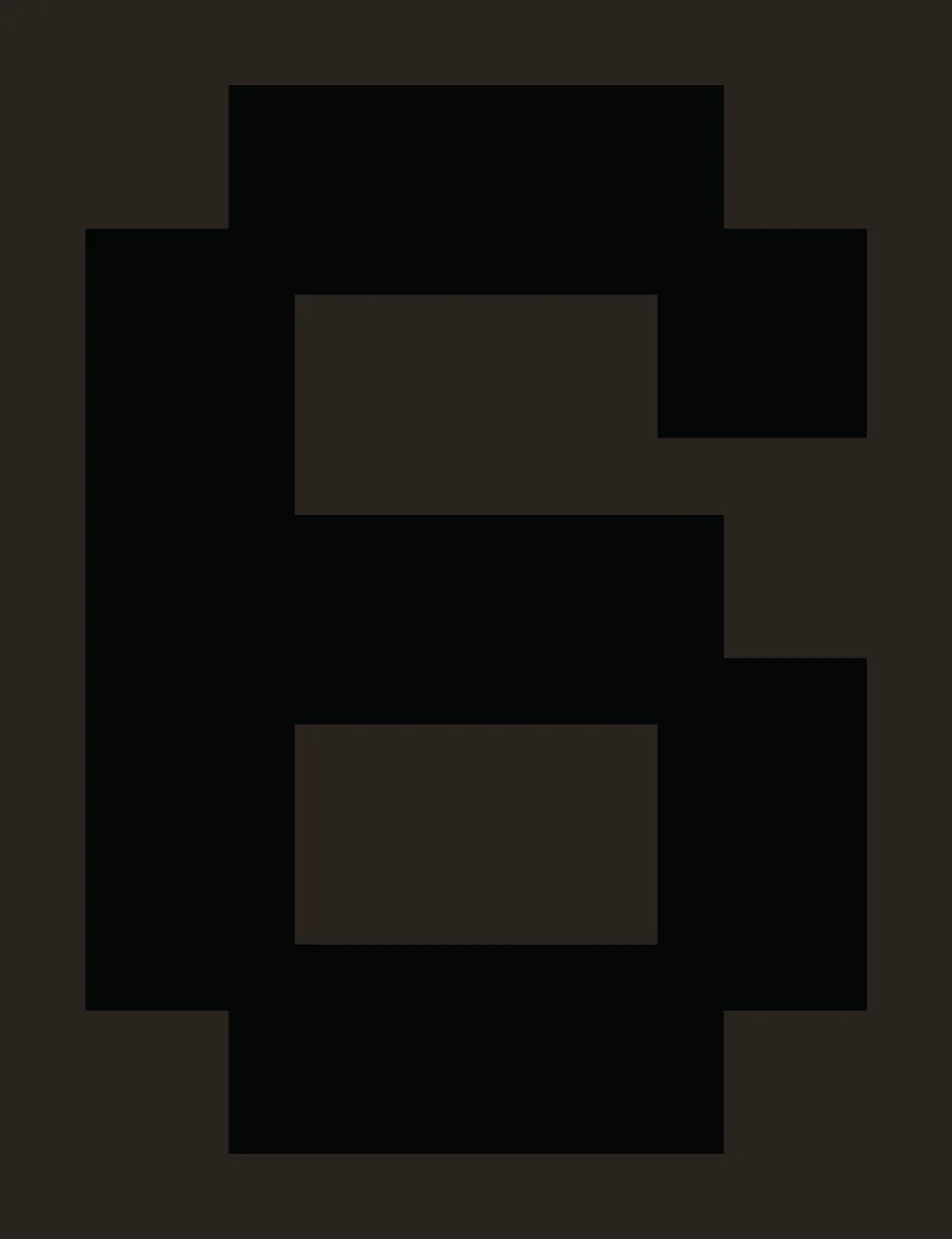 Number 6 Black Pixel Art Numeral Six white typography symbol contrast preview thumbnail