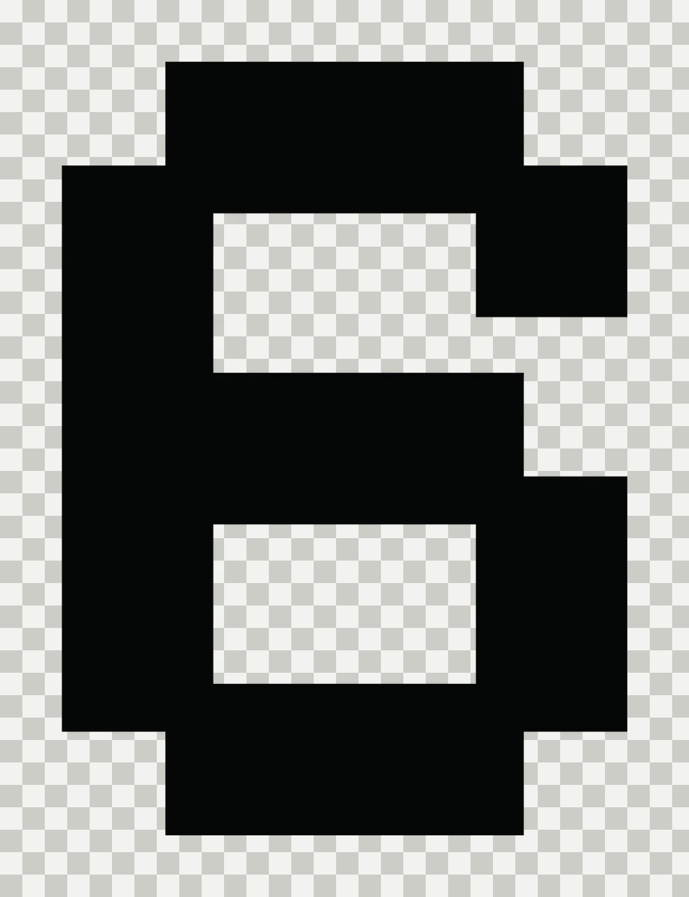 Number 6 Black Pixel Art Numeral Six white typography symbol transparency and detail preview thumbnail