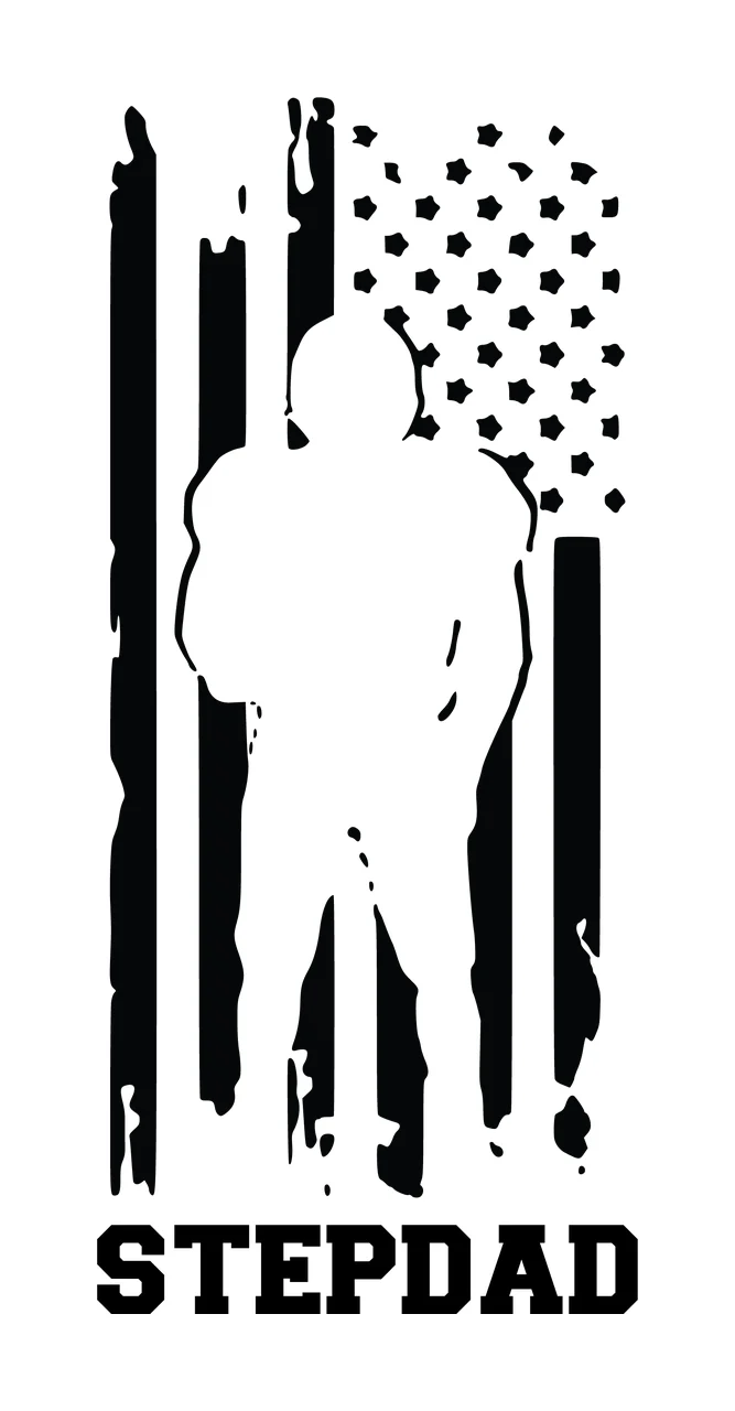 Football Stepdad American Flag Player Silhouette standing stencil