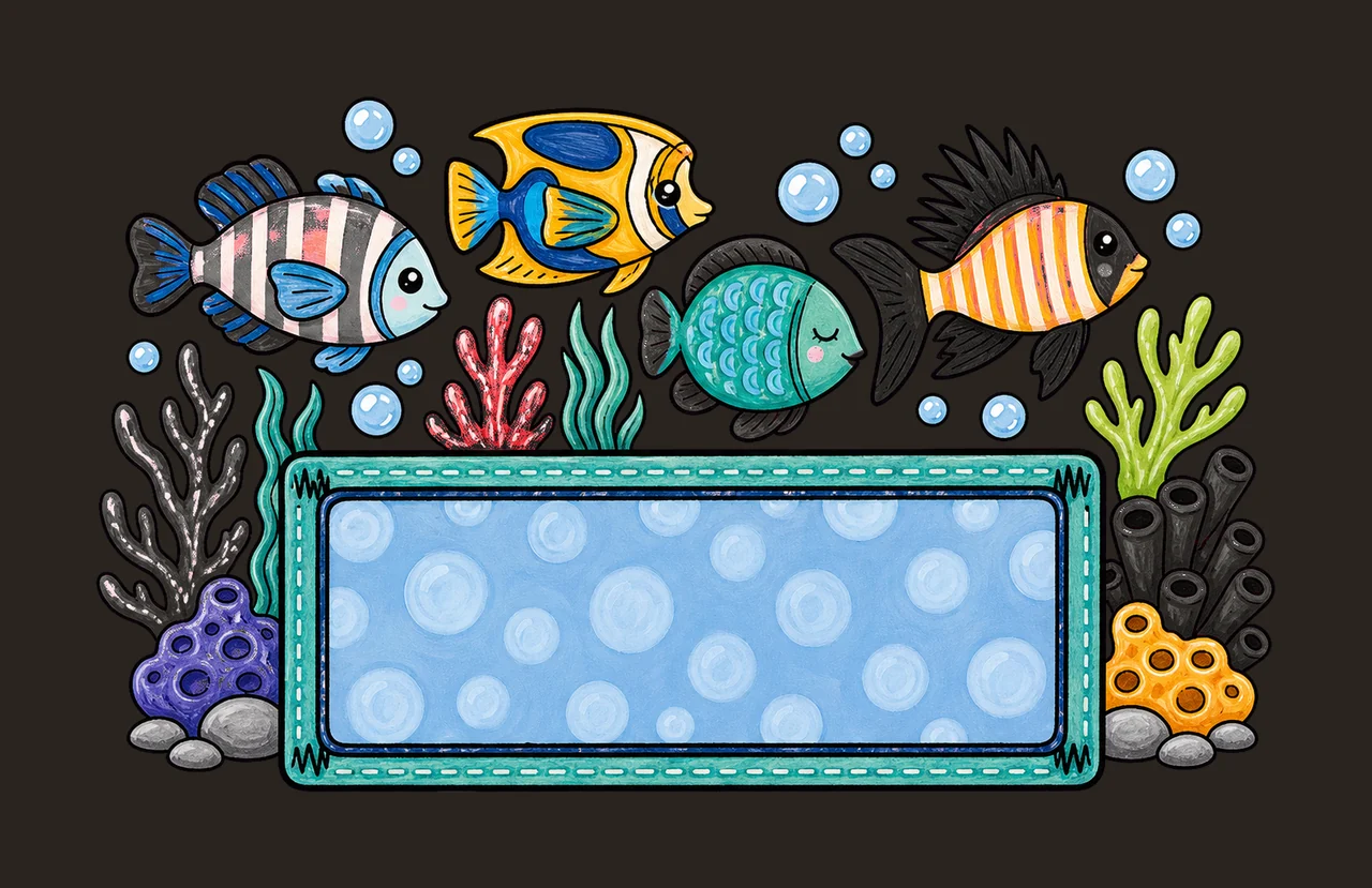 Colorful fish underwater with Name Patch girly Variation D contrast preview thumbnail