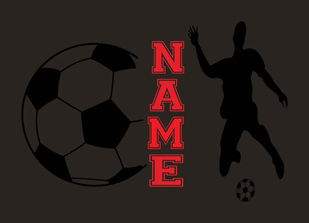 Soccer Name Silhouette Of Person Jumping With Ball black white contrast preview thumbnail