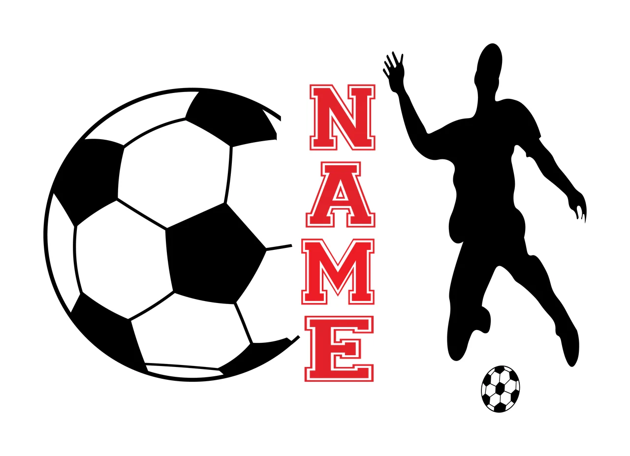 Soccer Name Silhouette Of Person Jumping With Ball black white