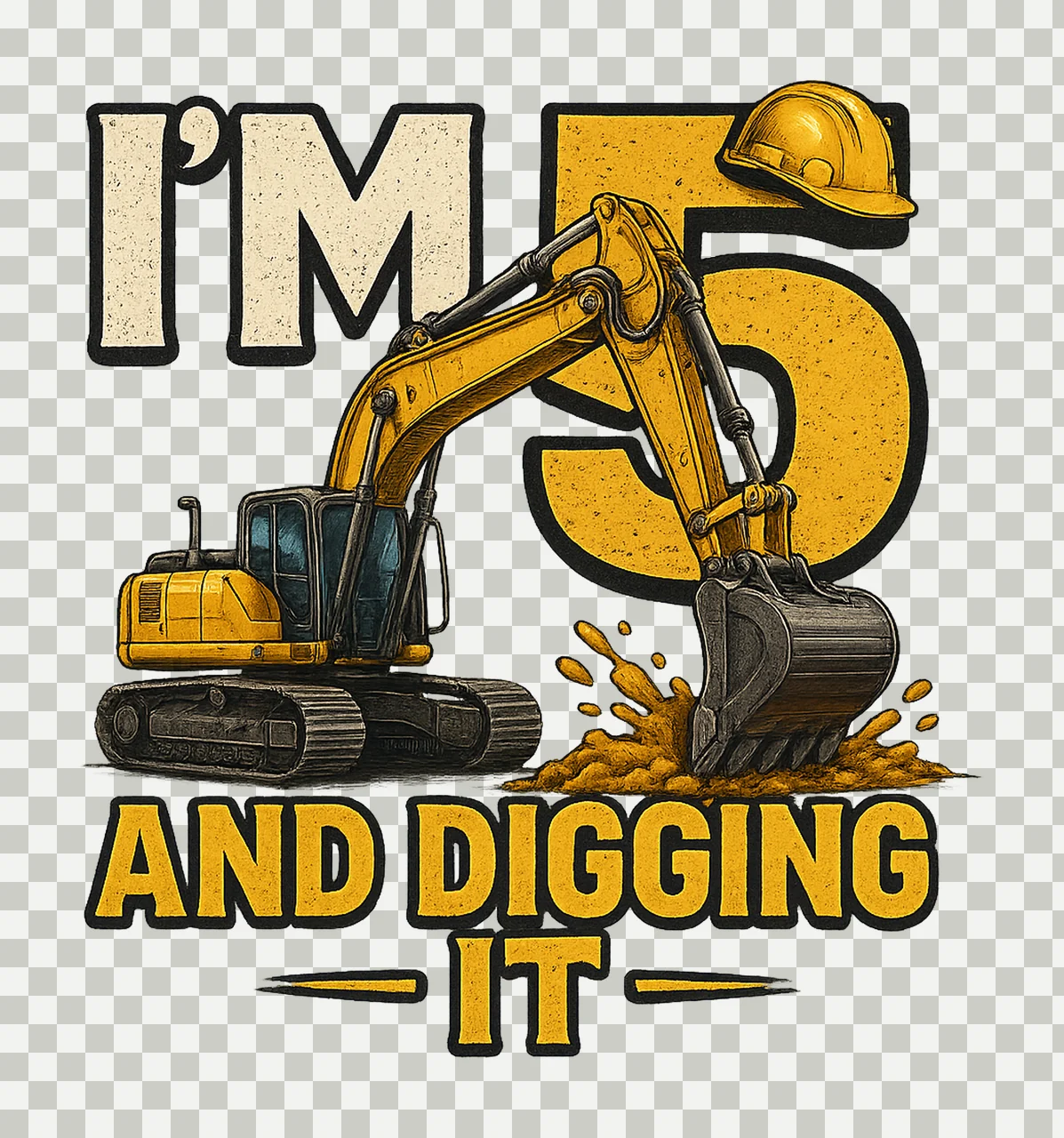 Im And Digging It 5th Birthday Excavator Construction Theme transparency and detail preview thumbnail