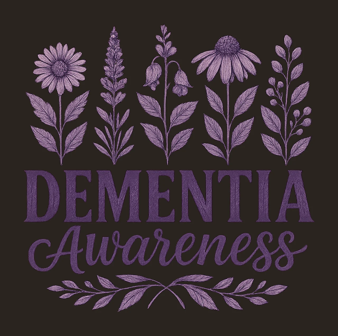 Dementia Awareness Purple Ribbon Design Alzheimer Support contrast preview thumbnail