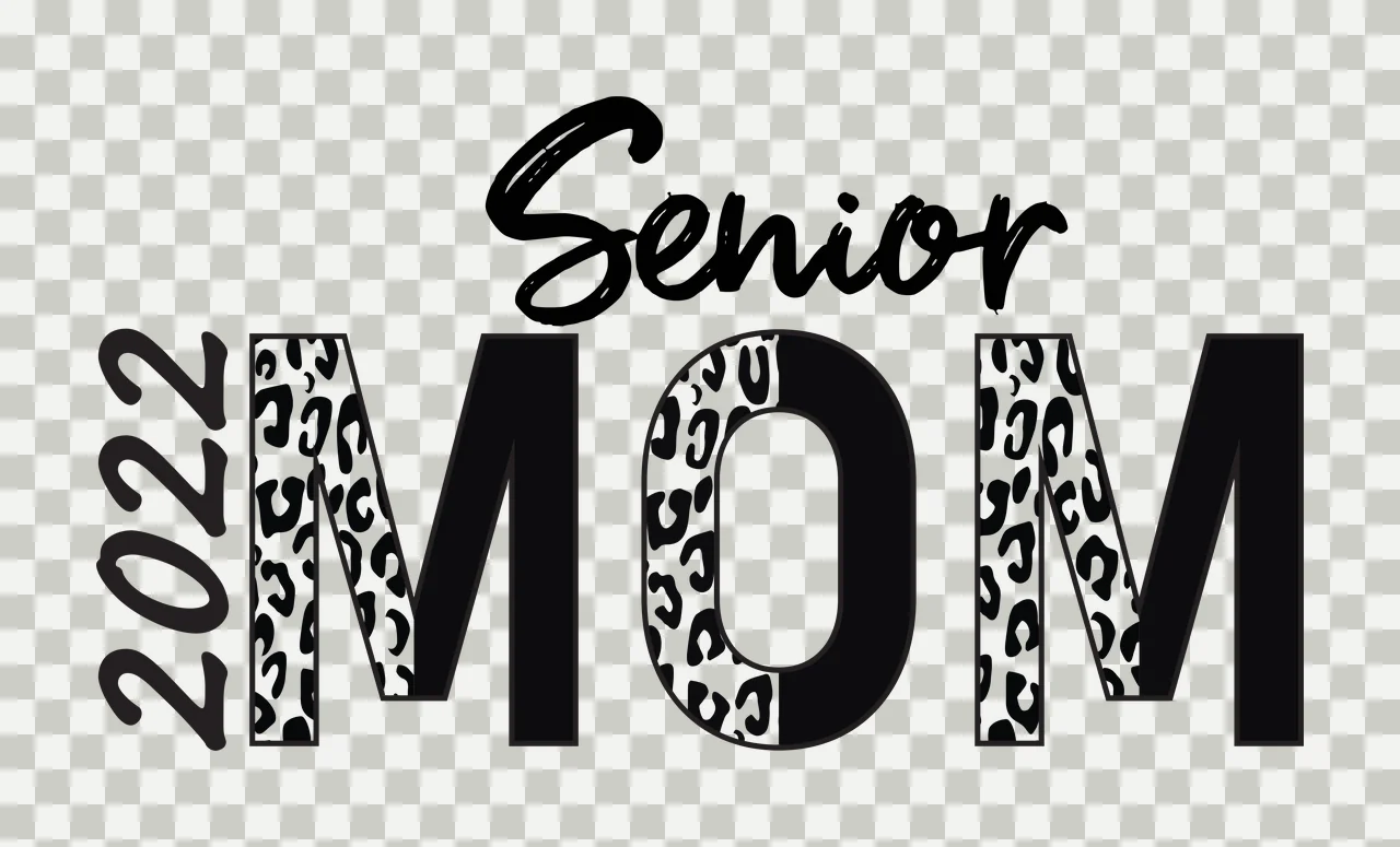 2022 Senior MOM Typography Design with leopard print, black letters and white background transparency and detail preview thumbnail