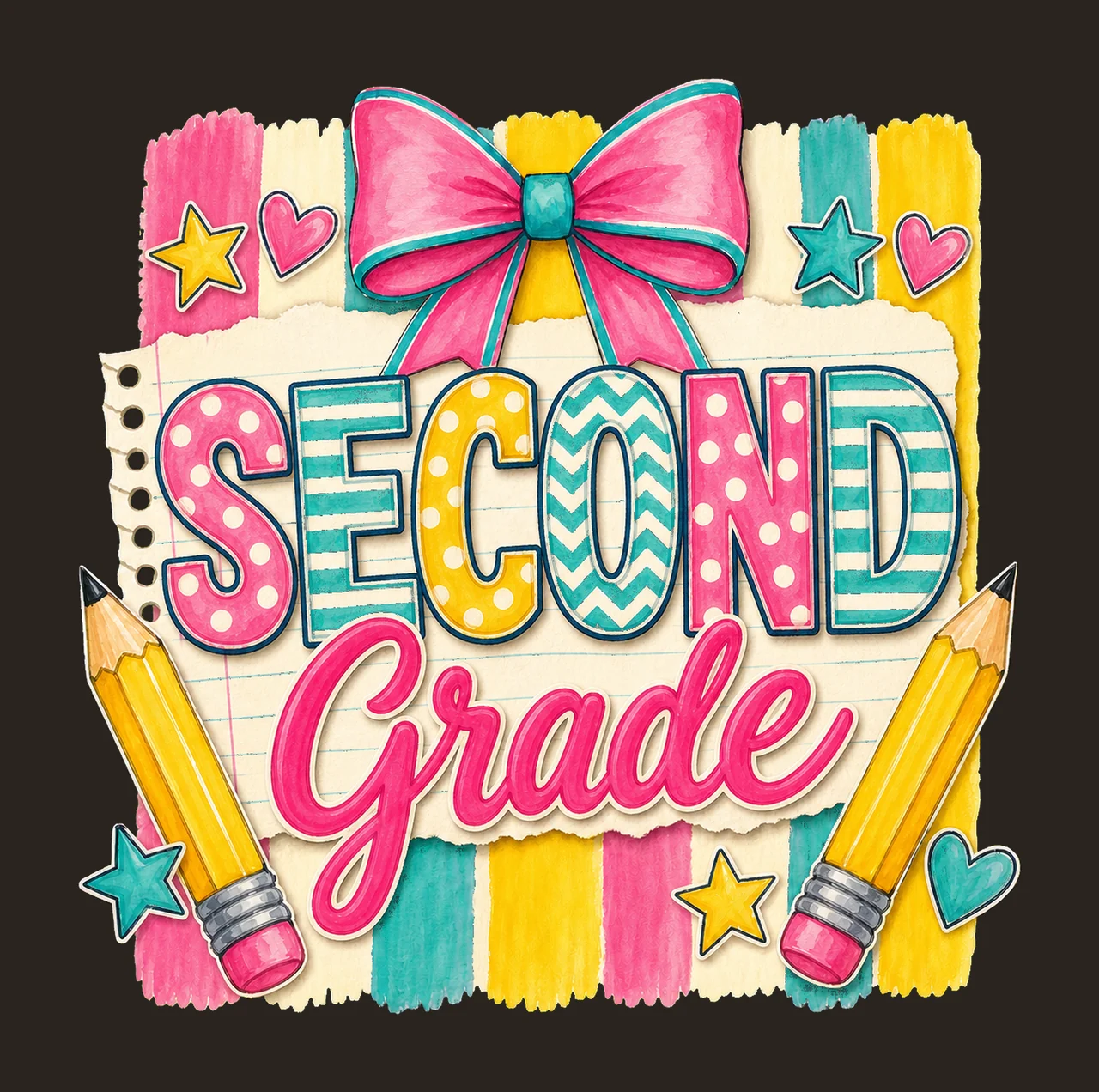 Striped Back To School Pre Kindergarten First Variation D contrast preview thumbnail