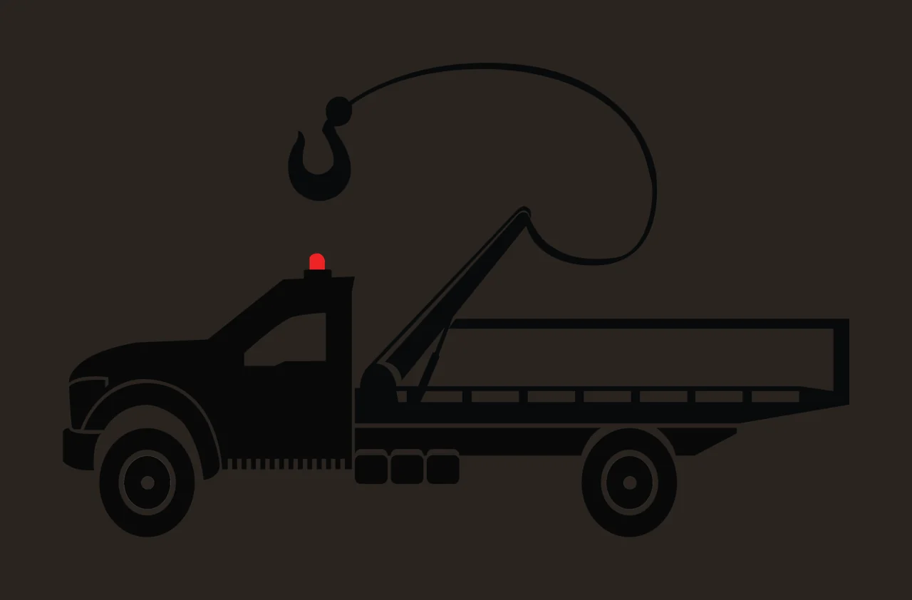 Truck Black Silhouette Of A Utility With Lifting hook flatbed contrast preview thumbnail