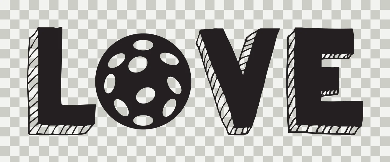 Pickleball Love Word With Ball letters block black white typography transparency and detail preview thumbnail