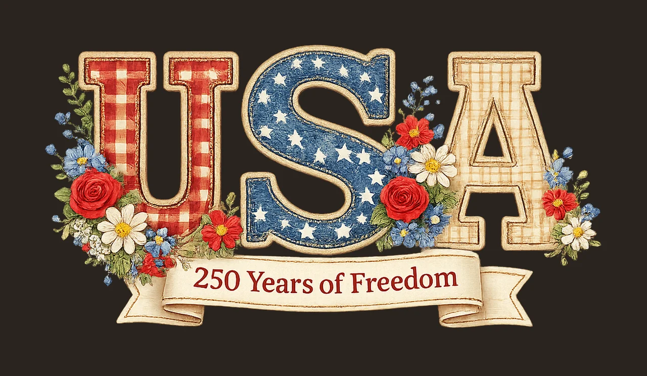 USA Floral Patchwork 250th Anniversary Sublimation Design contrast preview thumbnail