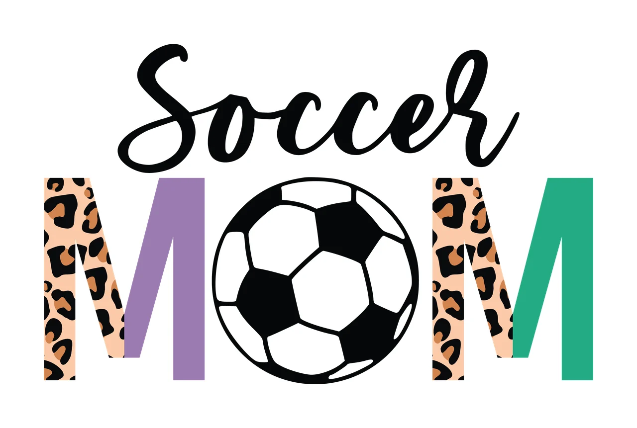 Soccer Mom Leopard Black Print Text Graphic ball white typography